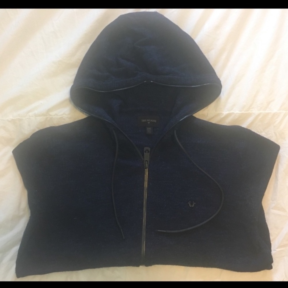 True Religion sweater hoody with zipper detail